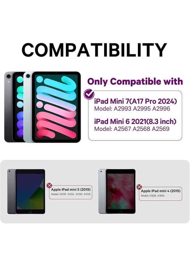 GreenLaw حافظة لوحة مفاتيح لجهاز iPad mini 7 (2024) و Mini 6 (2021) 8.3" ، لوحة لمس ذكية ، إضاءة خلفية ملونة 7 ، قابلة للشحن عبر Type-C ، حافظة لوحة مفاتيح دوارة 360° لجهاز iPad mini من الجيل السابع/السادس ، ضوء النجوم - Image 2