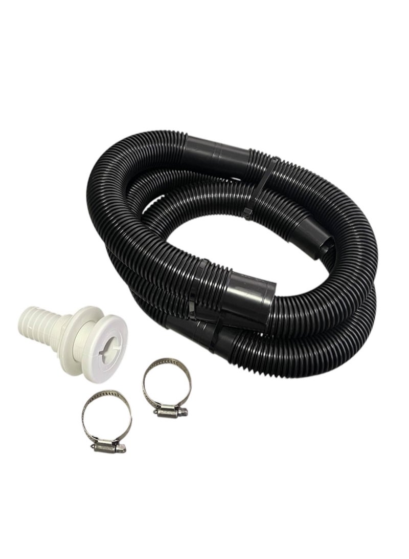 طقم خرطوم مضخة تصريف المياه، خرطوم بطول 7 أقدام وقطر 1 1/8 بوصة مع فتحة تثبيت ومشبك خرطوم للاستخدام البحري، القوارب، اليخوت، الدراجات المائية.
