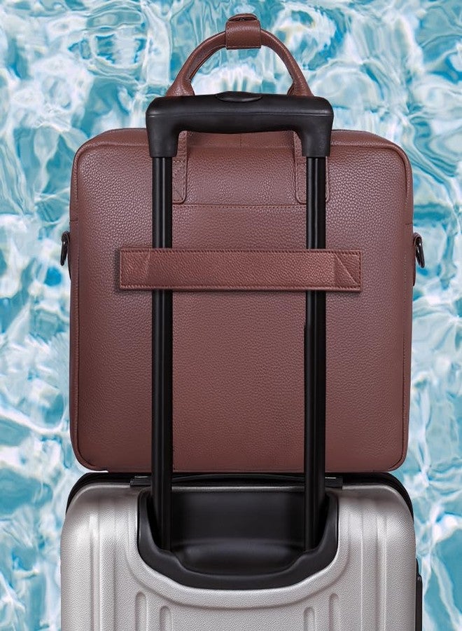 WildHorn Premium Leather Laptop Bag for Men | 16 Inch Office Laptop Messenger Bag | Stylish Briefcase with Adjustable Shoulder Strap & Handle | Messenger Bag for Office Use (WALNUT) - Image 5