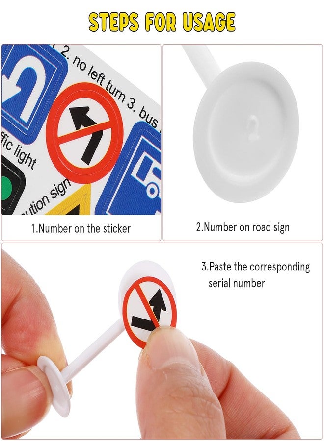 Toddmomy 56Pcs Traffic Road Signs Playset Street Signs, Mini Traffic Cones Crosswalk Signal Toys Traffic Lights for Children Safety Education Plaything - Image 4