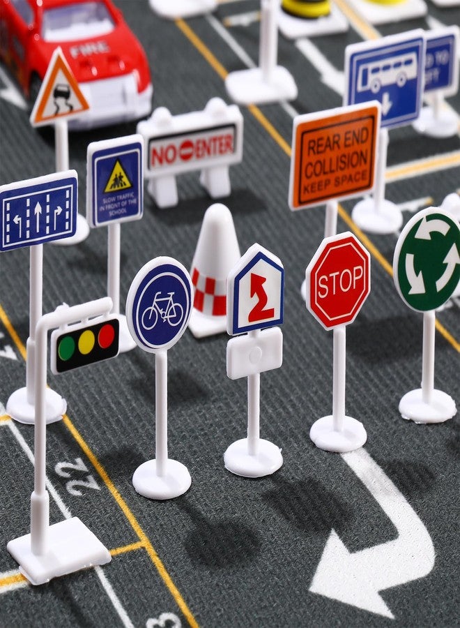 Toddmomy 56Pcs Traffic Road Signs Playset Street Signs, Mini Traffic Cones Crosswalk Signal Toys Traffic Lights for Children Safety Education Plaything - Image 3