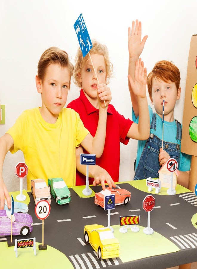 Toddmomy 56Pcs Traffic Road Signs Playset Street Signs, Mini Traffic Cones Crosswalk Signal Toys Traffic Lights for Children Safety Education Plaything - Image 2
