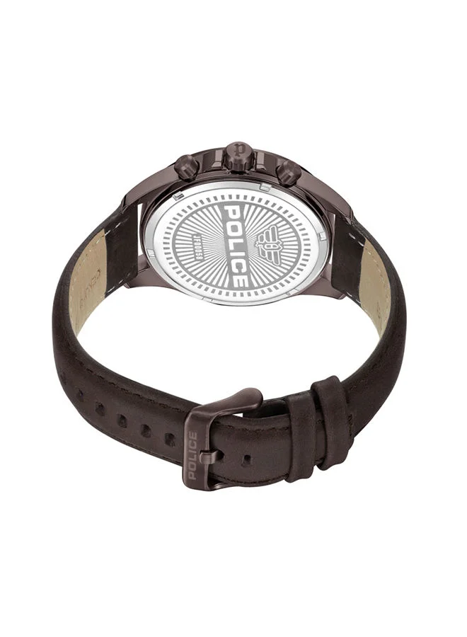 بوليس POLICE - Malawi Watch For Men Burgundy Brown Leather Strap - PEWJF0005802