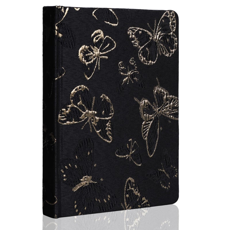 TIEFOSSI A5 Embroidered Fabric Journal for Women Men, College Ruled Journals for Writing, Butterfly Hardcover Notebooks for Work Business Home School - Image 1