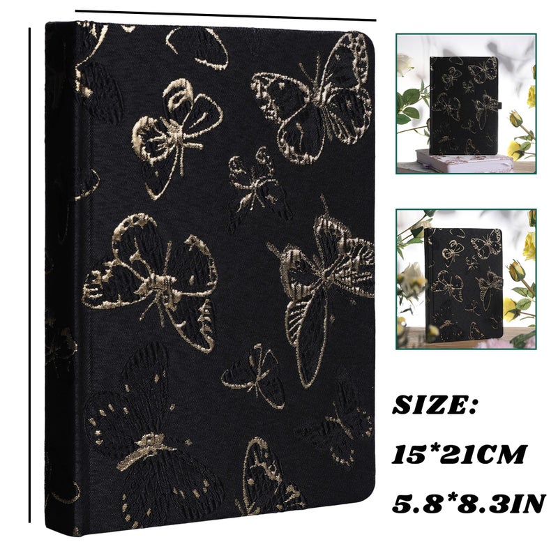 TIEFOSSI A5 Embroidered Fabric Journal for Women Men, College Ruled Journals for Writing, Butterfly Hardcover Notebooks for Work Business Home School - Image 2