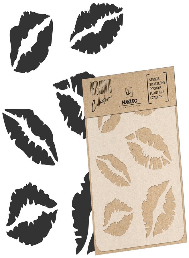 NAKLEO Painting Stencil for Crafts A5 5.9” x 8.3”, Lips Mouth Design Pattern, Reusable Plastic DIY & Scrapbooking Drawing Template, Decoupage Art Home Decor, Wall Wood Fabric Furniture - Image 1