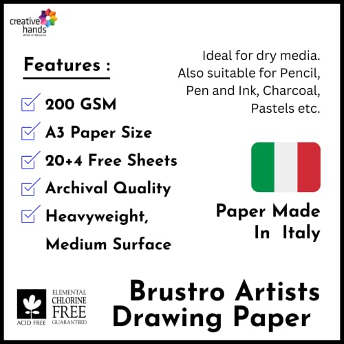 Brustro Drawing Papers 200 GSM A3, Pack of 20 + 4 Free Sheets - Image 2