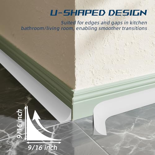 ESUFEIR Flexible Quarter Round Molding Trim - Peel and Stick Silicone Caulk Strip,Shoe Molding for Floor Edges,Wall Corner,Staircase,Cabinet,Baseboard and Window Sill in Bathroom/Kitchen/Living Room,236 Inch - Image 2