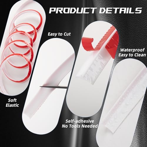 ESUFEIR Flexible Quarter Round Molding Trim - Peel and Stick Silicone Caulk Strip,Shoe Molding for Floor Edges,Wall Corner,Staircase,Cabinet,Baseboard and Window Sill in Bathroom/Kitchen/Living Room,236 Inch - Image 4