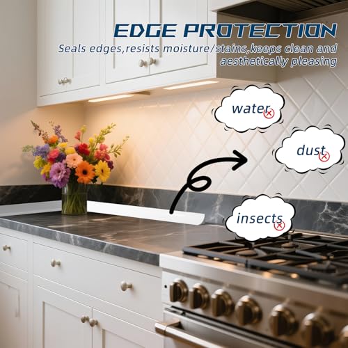 ESUFEIR Flexible Quarter Round Molding Trim - Peel and Stick Silicone Caulk Strip,Shoe Molding for Floor Edges,Wall Corner,Staircase,Cabinet,Baseboard and Window Sill in Bathroom/Kitchen/Living Room,236 Inch - Image 3