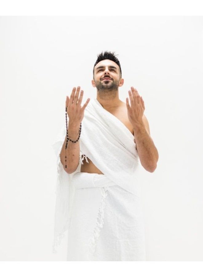 Ihram for Men's 100% natural cotton - Made in Egypt - Two-piece Ihram towels measuring 210 × 105 cm, weight 1000g lightweight, soft, and quick-drying fabric. - Image 4