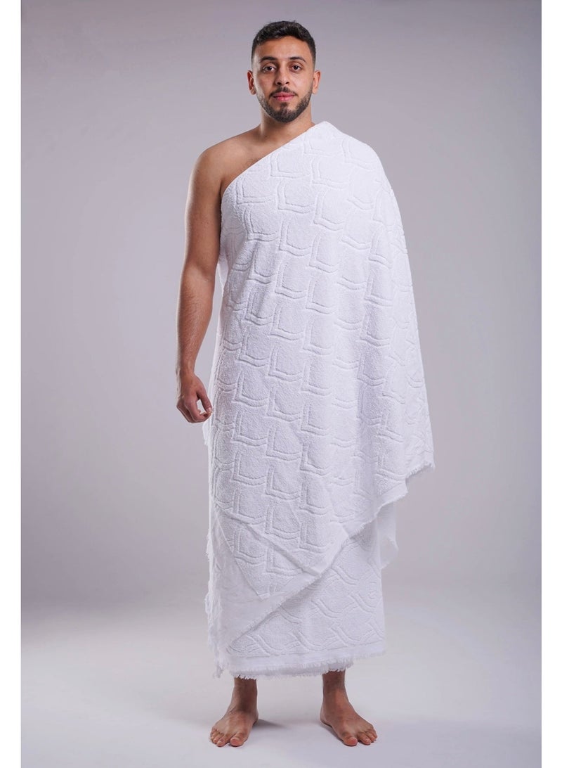 Ihram for Men's 100% natural cotton - Made in Egypt - Two-piece Ihram towels measuring 210 × 105 cm, weight 1000g lightweight, soft, and quick-drying fabric. - Image 1