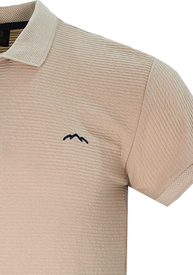 فاريتا Men's Tan Polo Collar Summer Cotton Short Sleeve T Shirt
