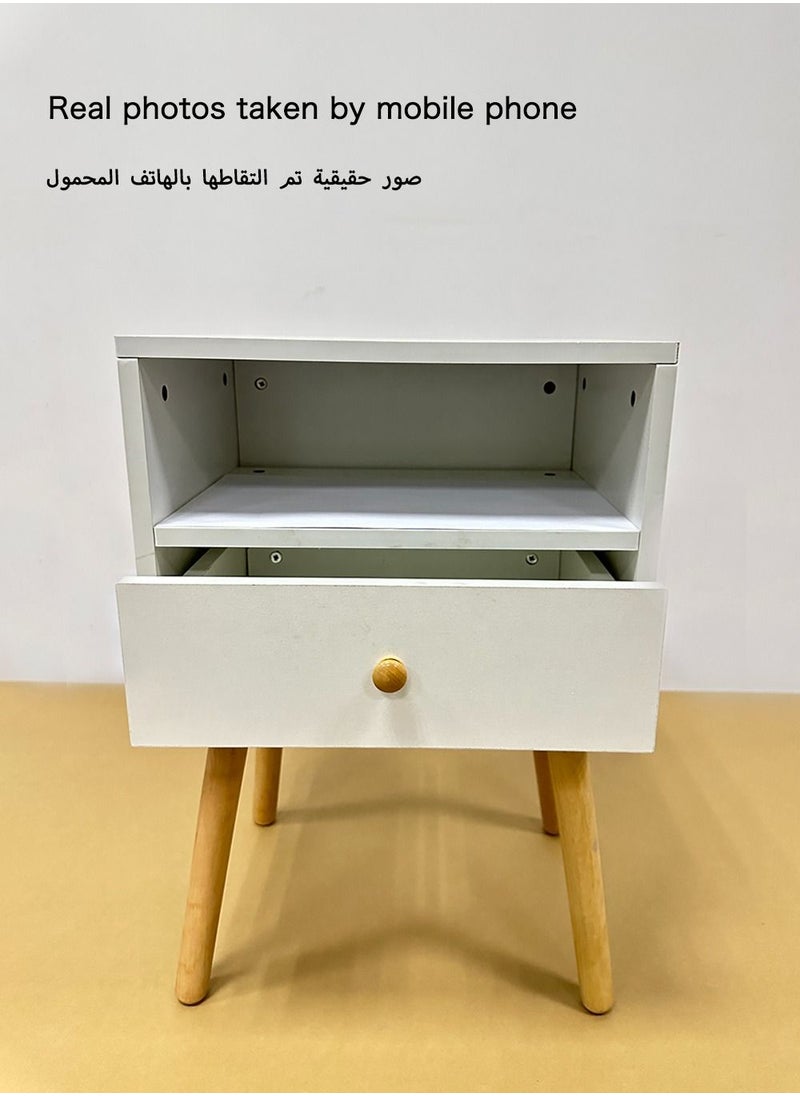 آن فش - قطعتان من طاولة السرير الجانبية مع درج، مقاس 45*35*60 سم، طاولة قهوة جانبية حديثة من طبقتين مع رف تخزين مفتوح لغرف النوم - Image 1