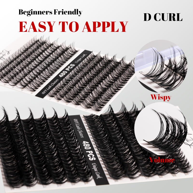 Magnetic SL Lash Clusters 480 Clusters 60D 80D Thick Eyelash Extension 30D 40D Individual Eyelashes 11-20mm False Eyelash Multi-Style DIY Lash Extensions for Beginners(30D-80D-D, 11-20MIX) - Image 4