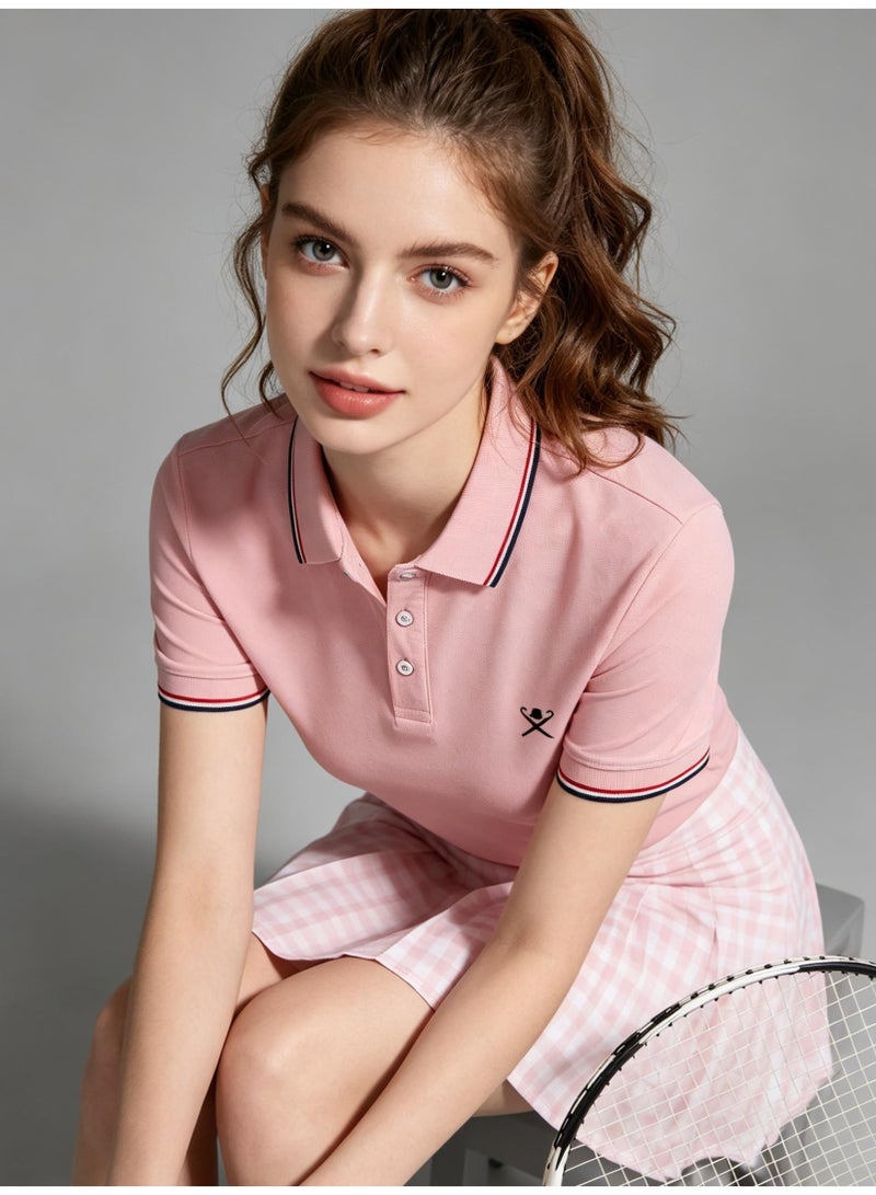هاكيت لندن HACKETT LONDON Classic striped lapel POLO shirt for men and women couples with beaded cotton short sleeves. - Image 2
