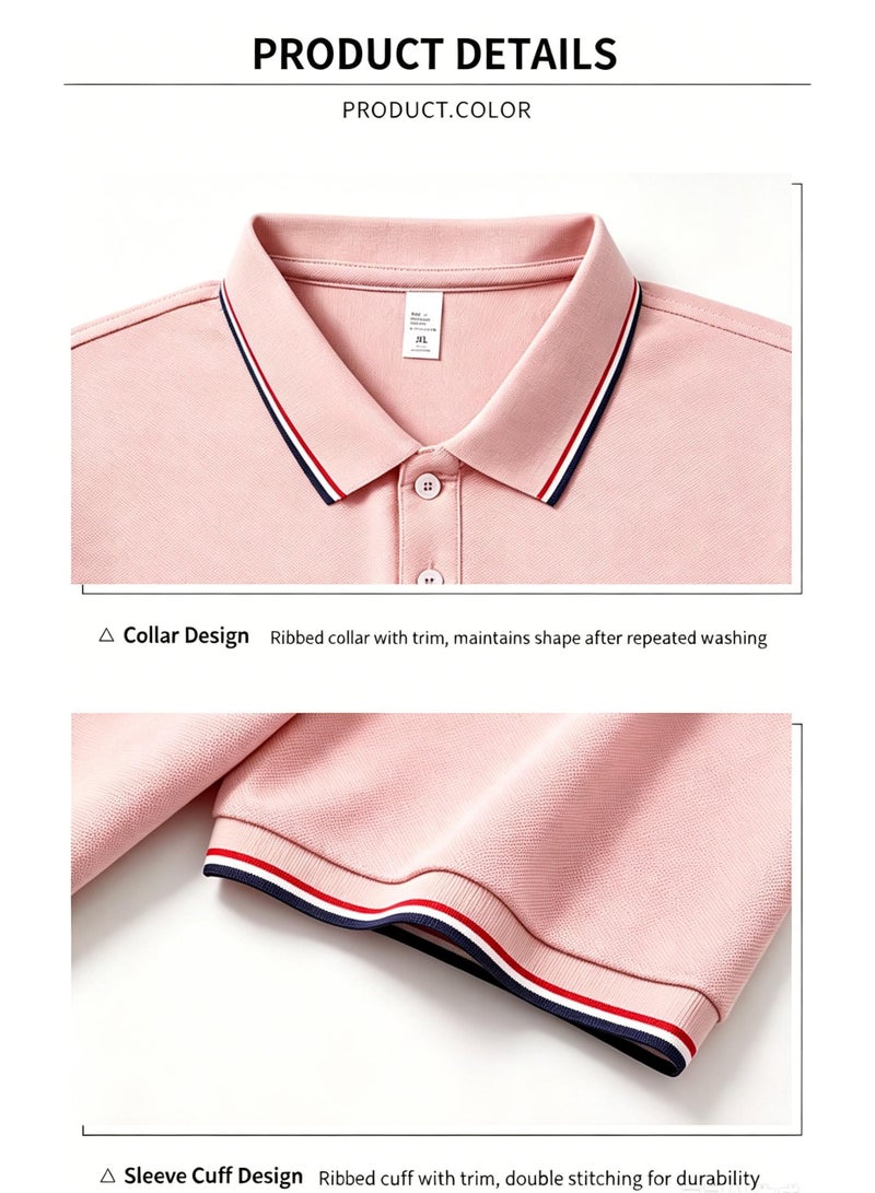 هاكيت لندن HACKETT LONDON Classic striped lapel POLO shirt for men and women couples with beaded cotton short sleeves. - Image 5