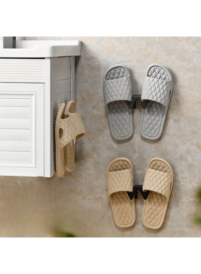 Wall Mounted Shoe Rack With Drainage Hook Easy Install Non Perforated Black Metal Design - Image 5