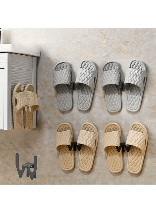 Wall Mounted Shoe Rack With Drainage Hook Easy Install Non Perforated Black Metal Design - Image 4