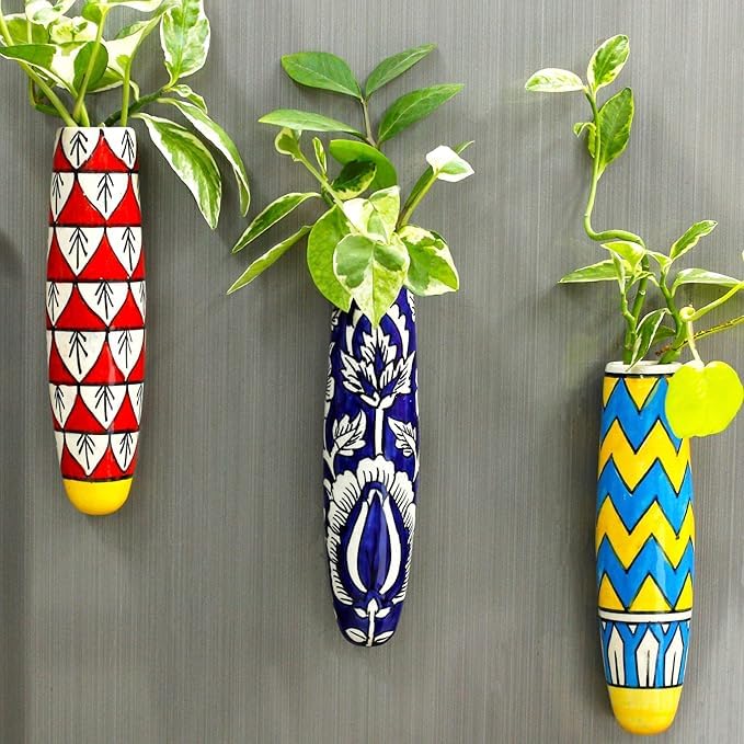 Lazy Gardener Lazy Gardener Ceramic Magnetic Planters Fridge Magnet Plant Vase for Indoor Plants Small Decorative Ceramic Pots with Strong Magnet Set of 3  - Image 1