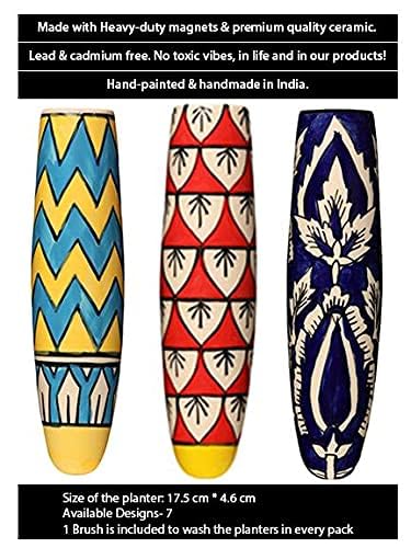 Lazy Gardener Lazy Gardener Ceramic Magnetic Planters Fridge Magnet Plant Vase for Indoor Plants Small Decorative Ceramic Pots with Strong Magnet Set of 3  - Image 4