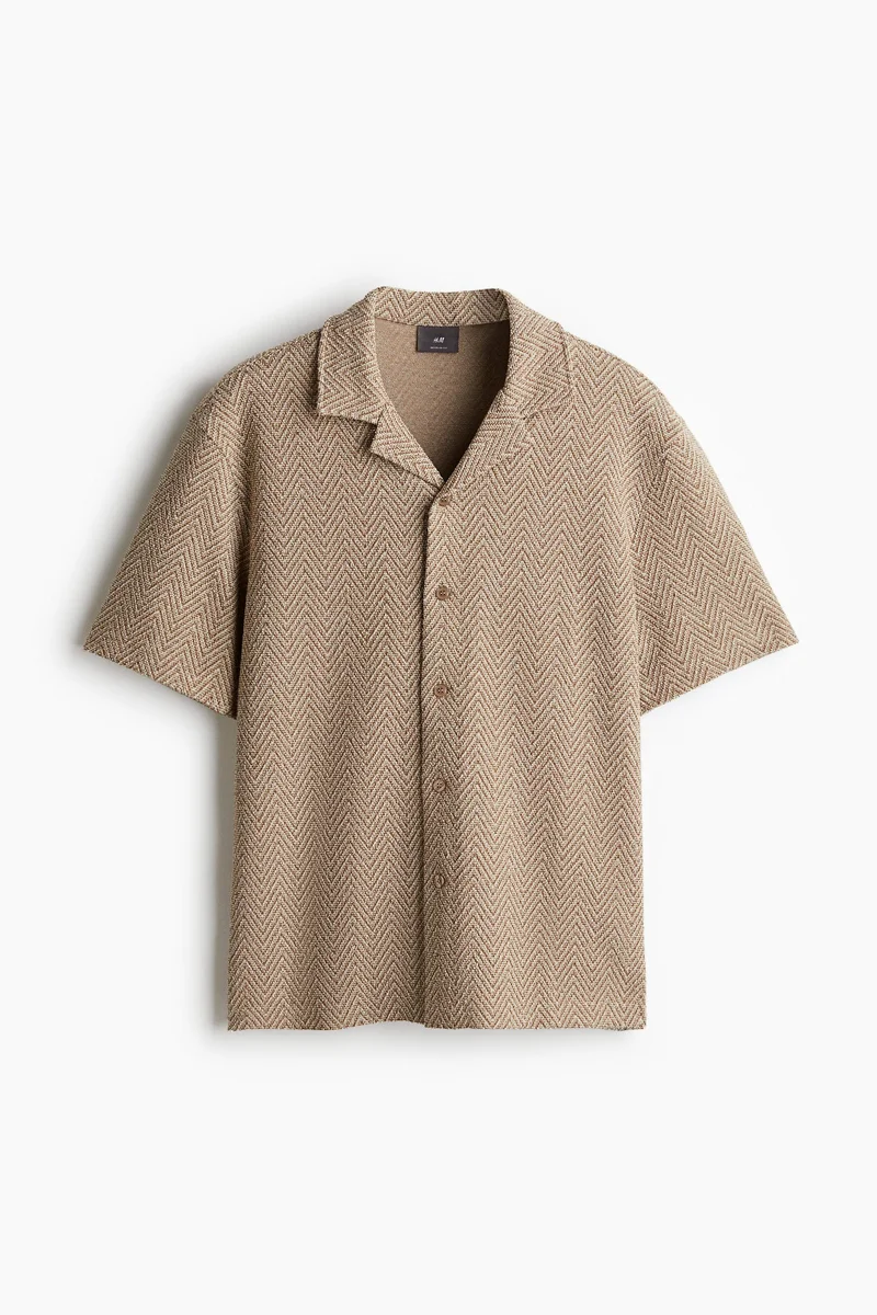 H&M Regular Fit Herringbone-weave resort shirt