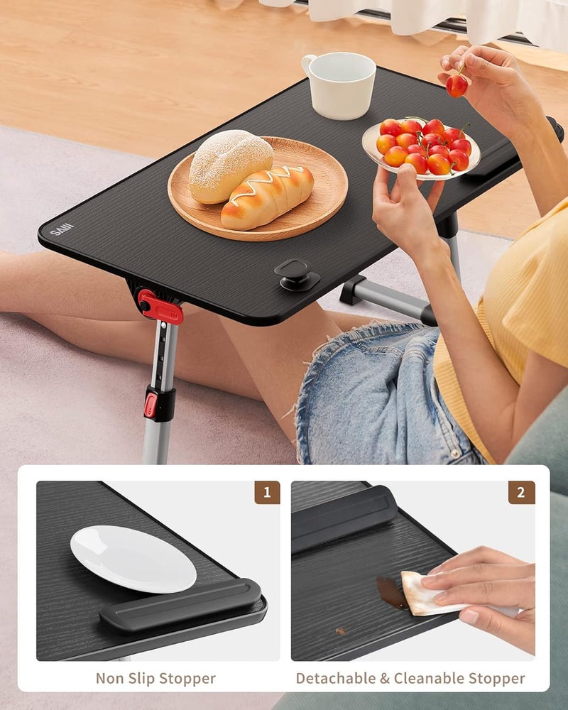سايجي [حجم كبير] طاولة سرير للكمبيوتر المحمول، حامل كمبيوتر محمول قابل للتعديل، مكاتب محمولة بأرجل قابلة للطي، مكتب قراءة إفطار قائم على الأريكة أو الأريكة أو الأرضية (أسود) - Image 2