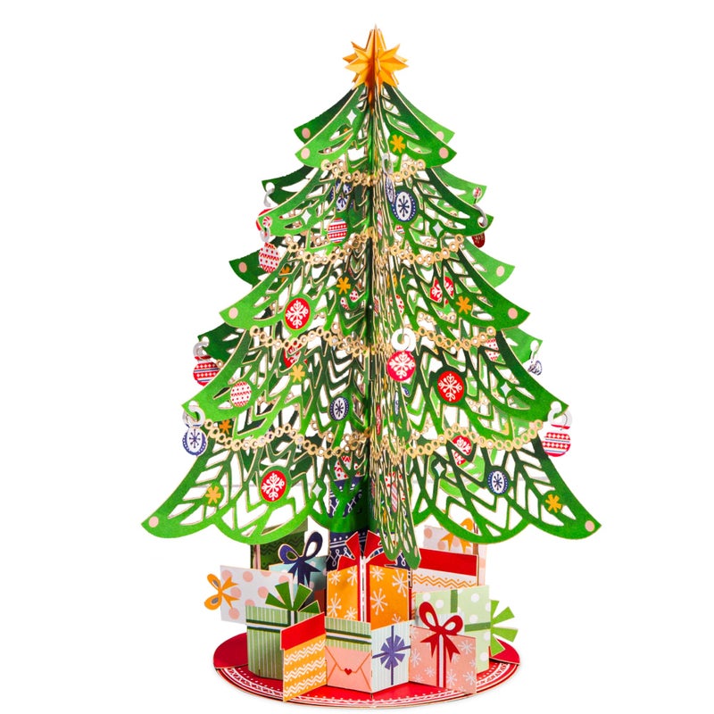 Paper Love Christmas Card 3D Pop Up Christmas Tree with Detachable Keepsake Handcrafted Holiday Decor Gift for Women Mom Wife Parents Large 10 x 7 Card wEnvelope Note Tag - Image 2