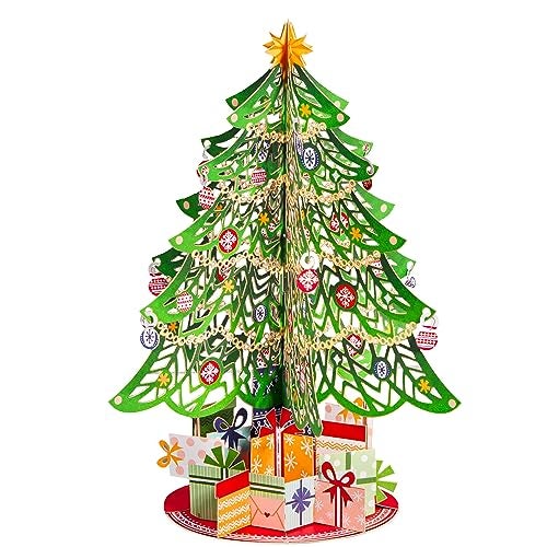 Paper Love Christmas Card 3D Pop Up Christmas Tree with Detachable Keepsake Handcrafted Holiday Decor Gift for Women Mom Wife Parents Large 10 x 7 Card wEnvelope Note Tag - Image 1