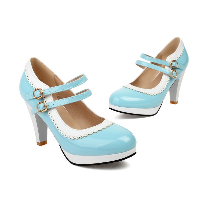 Supply Spring 2024 Color-Matched High-Heeled Women'S Shoes 30-48 Japanese Candy-Colored Double-Breasted Shallow Mouth Single Shoes - Image 1