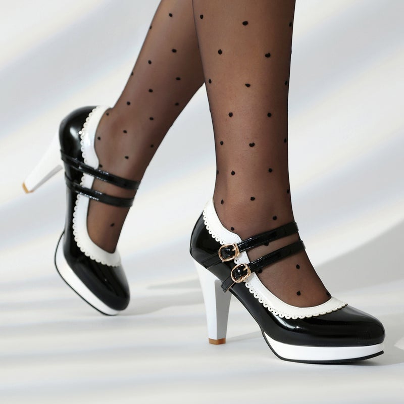 Supply Spring 2024 Color-Matched High-Heeled Women'S Shoes 30-48 Japanese Candy-Colored Double-Breasted Shallow Mouth Single Shoes - Image 5