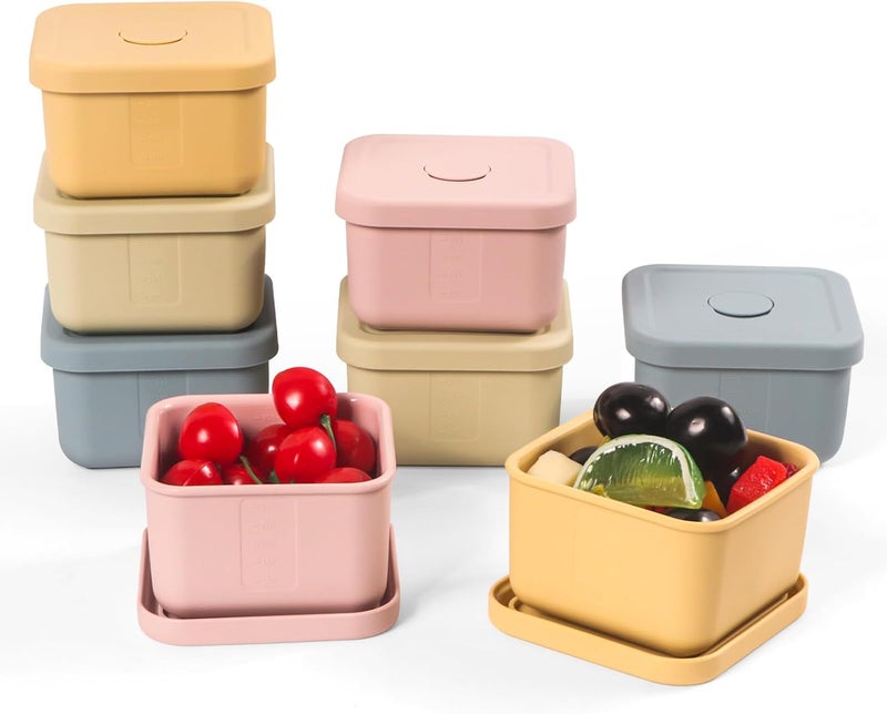 8 pcs 10 oz Silicone Snack Containers with Lids - Food Storage for Kids - Image 1