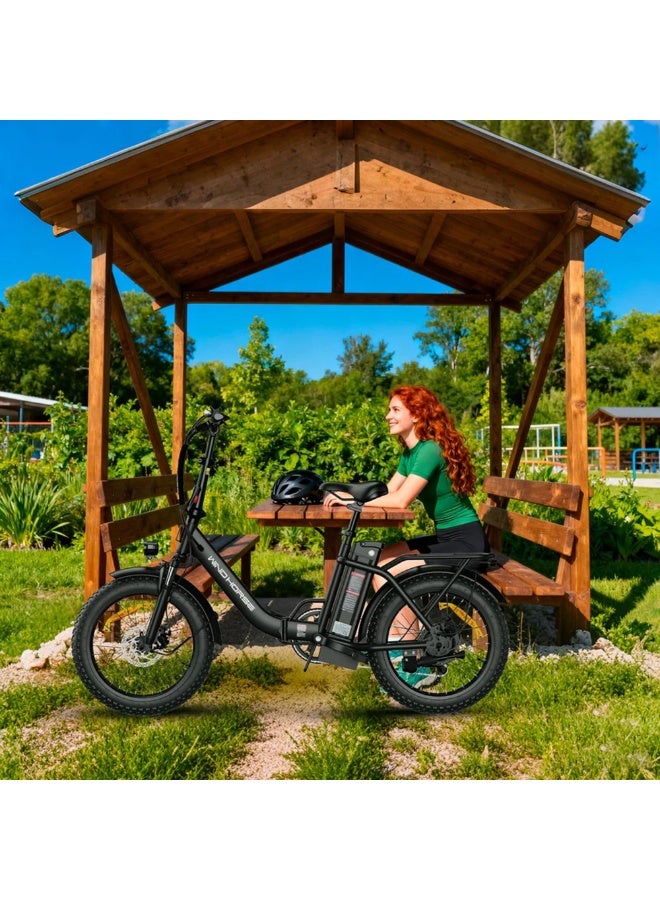 حصان الريح دراجة كهربائية قابلة للطي للطرق الوعرة W4B 750 واط، بطارية قابلة للإزالة 48 فولت 15.6 أمبير، سرعة 40 كم/ساعة، مدى 45-60 كم، شاشة LCD كبيرة، إطارات سميكة 20 بوصة، Shimano 7 سرعات، إطار من سبائك الكربون - Image 3