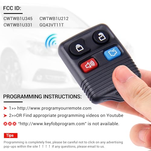 Pilida Keyless Entry Remote Clicker Control Replacement Fit for Escape Focus Fusion Mustang Taurus Explorer| Lincoln| Mercury| 4 Button Car Key Fob CWTWB1U345 Pack of 2 - Image 4
