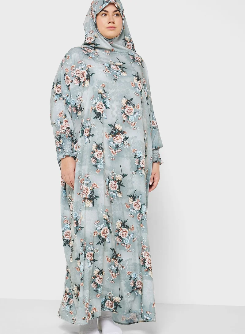 Hayas Closet Curve Floral Print Prayer Dress