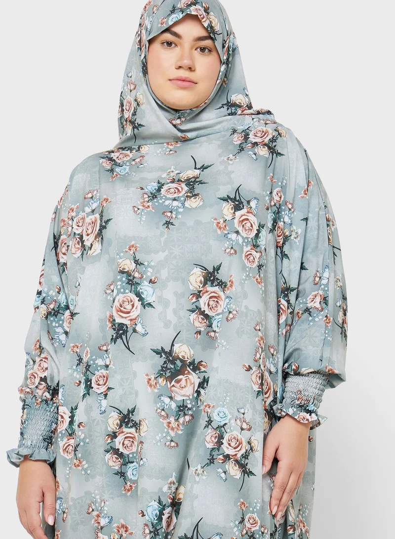 Hayas Closet Curve Floral Print Prayer Dress