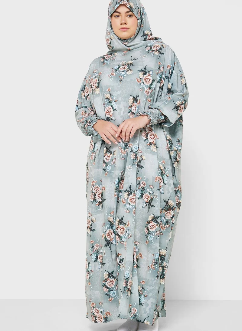Hayas Closet Curve Floral Print Prayer Dress
