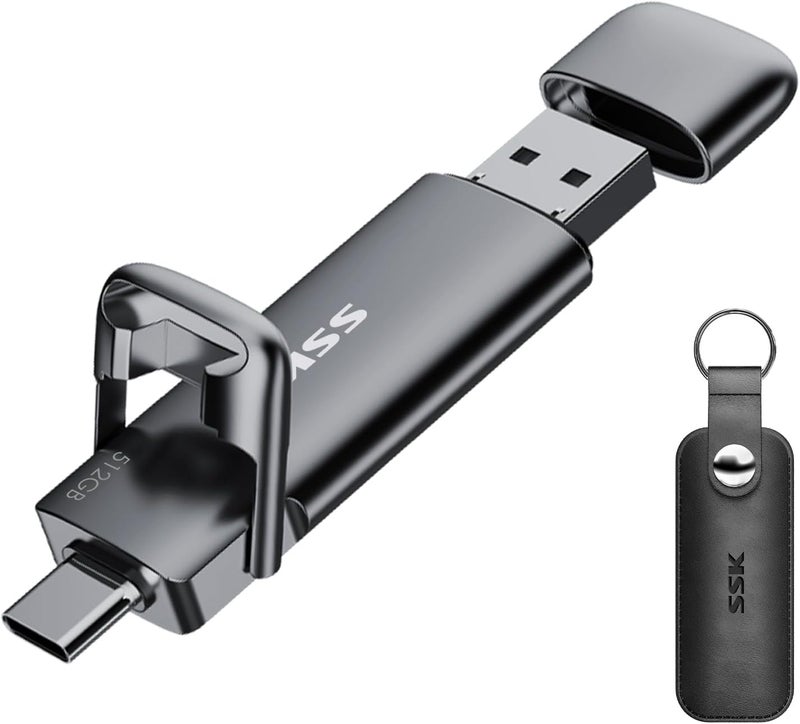 External SSD Up to 550MB/s, Fast Speed Dual Flash Drive Type C+ USB A 3.2 Gen 2 External Solid State Drive, Memory Stick Data Storage for Windows/Mac/iPhone 15/Android Phone/PS4, 512GB - Image 1