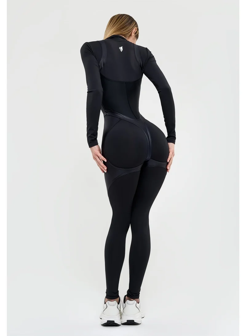 Bona Fide Ideal Suit Black Bona Fide One Piece Workout Jumpsuits for Women - Athletic Romper Jumpsuit with Tummy Control and Lifting for Yoga, Gym for Women | Best Price UAE