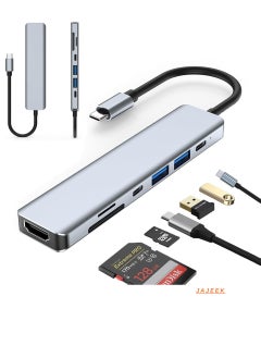 7-in-1 USB C Hub with 4K HDMI, 2 USB 3.0 Ports, USB 2.0, USB C, SD/TF Card Reader & 100W PD – Multi-Port Adapter for Mac, Dell, HP Laptops & Peripherals – Seamless Connectivity & Power Delivery