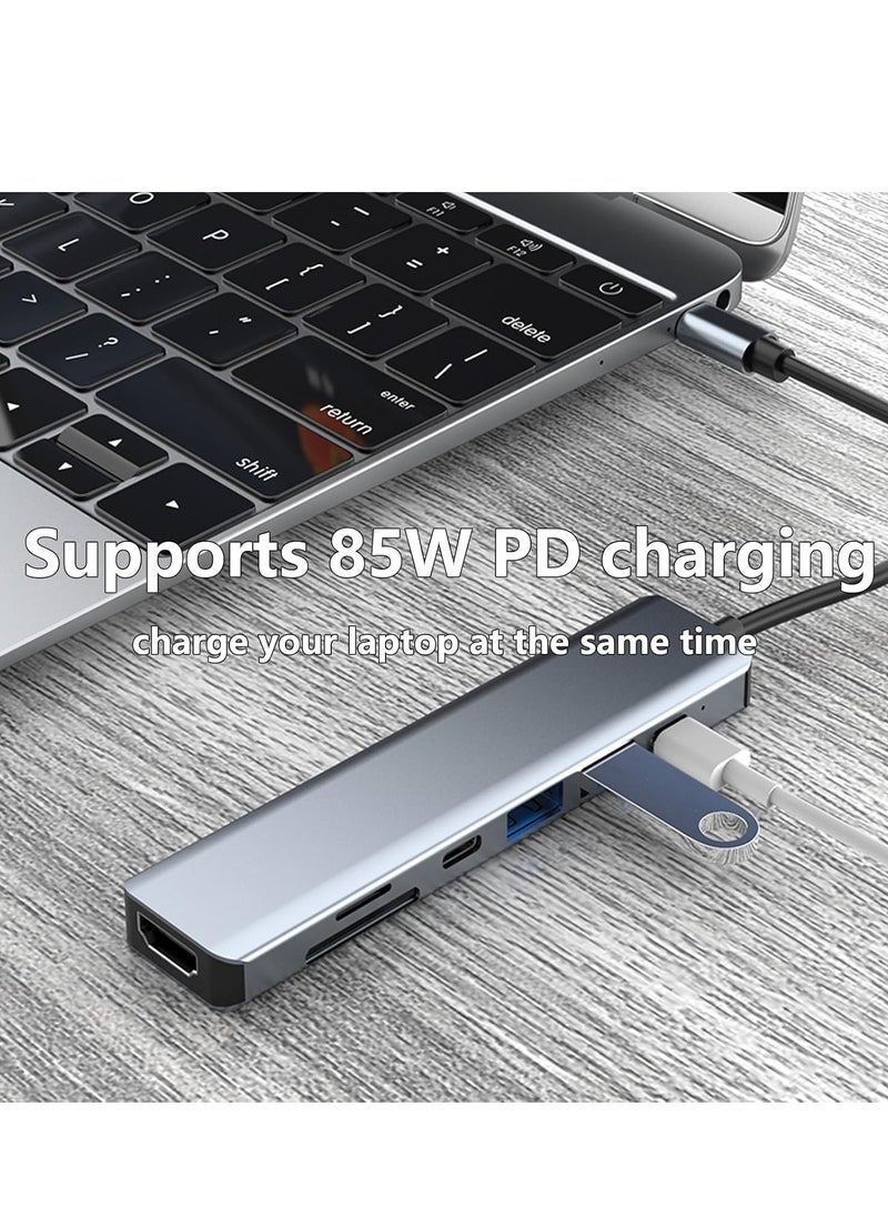 JAJEEK - 7-in-1 USB C Hub with 4K HDMI, 2 USB 3.0 Ports, USB 2.0, USB C, SD/TF Card Reader & 100W PD – Multi-Port Adapter for Mac, Dell, HP Laptops & Peripherals – Seamless Connectivity & Power Delivery - Image 1