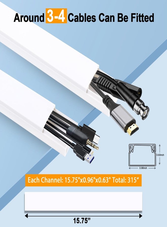 RAZCC Cord Hider, 315 Inch Cable Cover Raceway Kit for Cable Management, Wire Covers for Cords, Cord Covers for Wires on Wall, Simple and Easy Installation, 20 Pack Wire Hider, White - Image 2