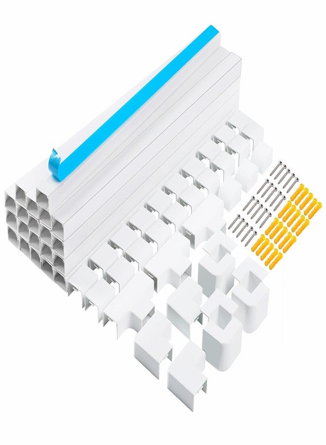 RAZCC Cord Hider, 315 Inch Cable Cover Raceway Kit for Cable Management, Wire Covers for Cords, Cord Covers for Wires on Wall, Simple and Easy Installation, 20 Pack Wire Hider, White - Image 1
