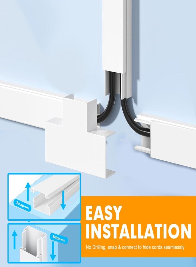 RAZCC Cord Hider, 315 Inch Cable Cover Raceway Kit for Cable Management, Wire Covers for Cords, Cord Covers for Wires on Wall, Simple and Easy Installation, 20 Pack Wire Hider, White - Image 3