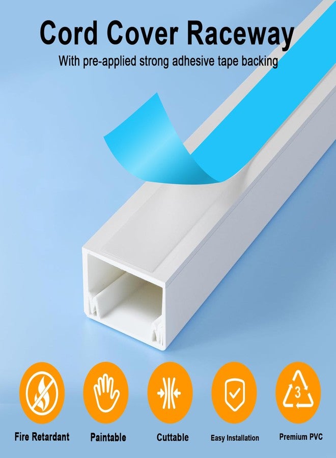RAZCC Cord Hider, 315 Inch Cable Cover Raceway Kit for Cable Management, Wire Covers for Cords, Cord Covers for Wires on Wall, Simple and Easy Installation, 20 Pack Wire Hider, White - Image 5