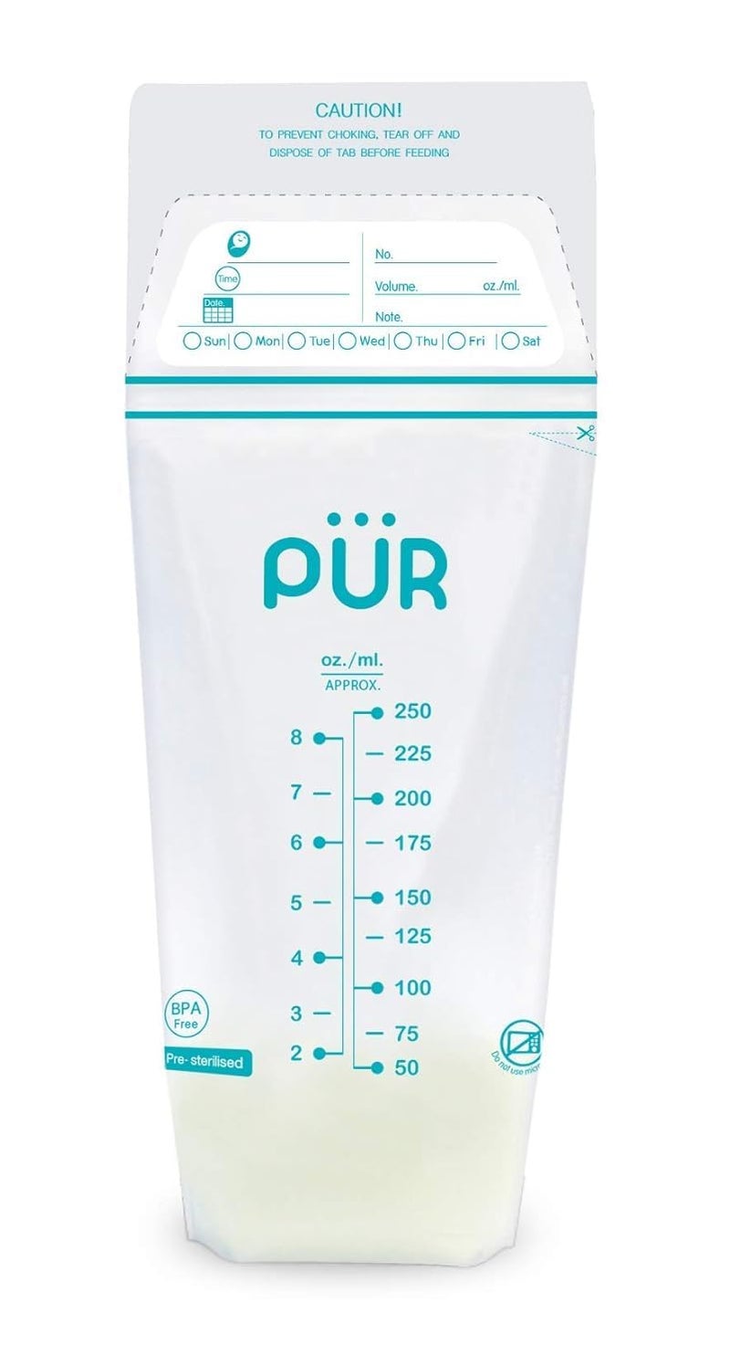 Pur Breast Milk Transparent Storage Bags By Fratelli | Breastmilk Pouches for Fridge or Freezer Use | Pre-sterilized | Reusable | Tripple Zipper for Ultimate Protection | 250ml (50 Bags) - Image 2