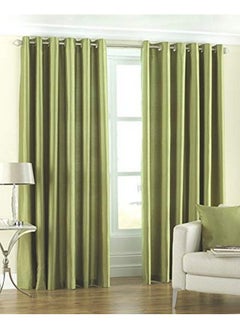 Homefab India Homefab India Royal Silky Grommet Long Door Curtain - 8 feet, Green - 2 Piece  - Image 1