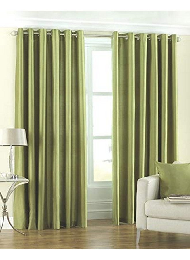 Homefab India Royal Silky Grommet Long Door Curtain - 8 feet, Green - 2 Piece - Image 1