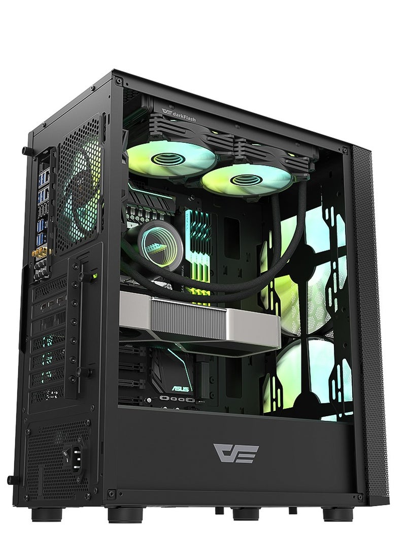 Darkflash DK360 ATX M-ATX ITX Gaming PC Case With Mesh Front Panel, Pre-Installed 2 * 200mm u0026 1 * 120mm ARGB Fans, Tempered Glass Side Panel, Up To 360MM Radiator, USB 3.0- Computer Case - Image 5