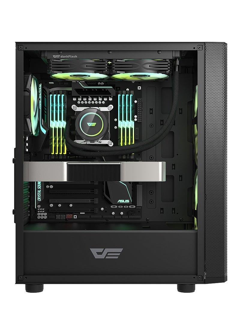 Darkflash DK360 ATX M-ATX ITX Gaming PC Case With Mesh Front Panel, Pre-Installed 2 * 200mm u0026 1 * 120mm ARGB Fans, Tempered Glass Side Panel, Up To 360MM Radiator, USB 3.0- Computer Case - Image 2